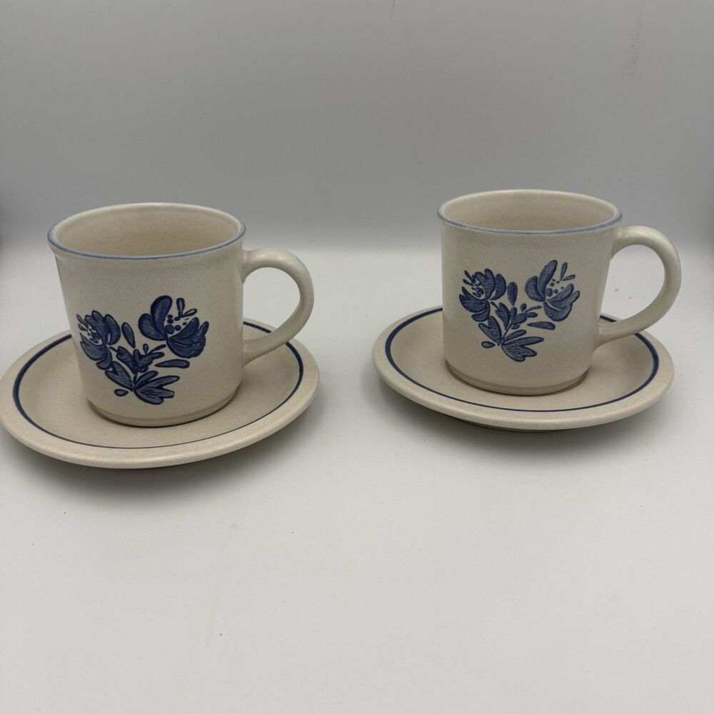 Vintage Pfaltzgraff Yorktown Flat Cup And Saucer Sets